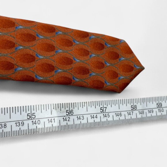 Croft & Barrow Silk Tie Geometric Burnt Orange Formal Business Dress - Picture 6 of 6